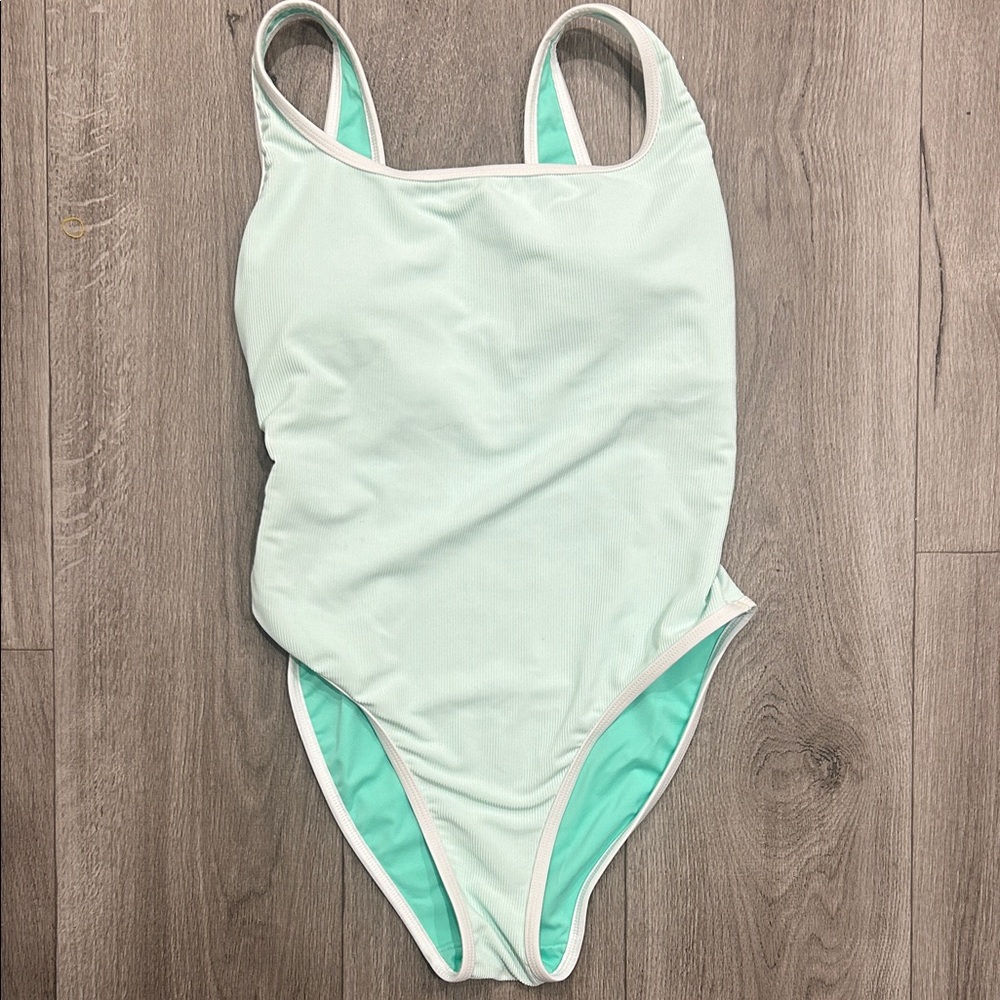 Woman’s Mint Green One-Piece Swimsuit - Lain snow